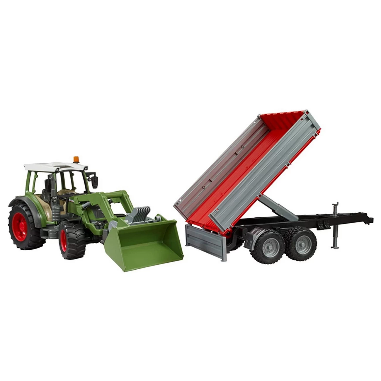 BRUDER 02182 - Fendt Vario 211 Mit Frontlader Und Bordwandanhänger – Bild 2