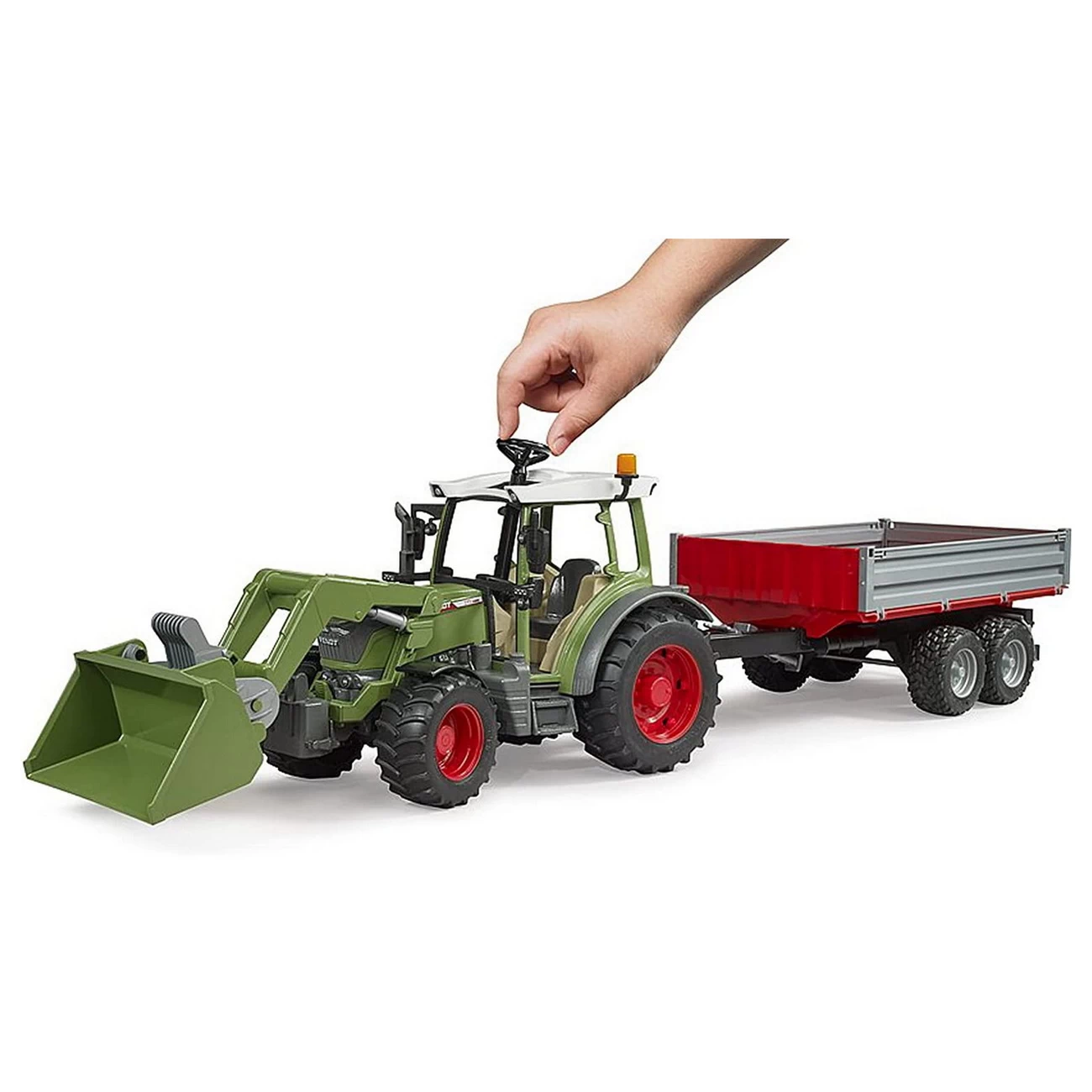 BRUDER 02182 - Fendt Vario 211 Mit Frontlader Und Bordwandanhänger – Bild 3