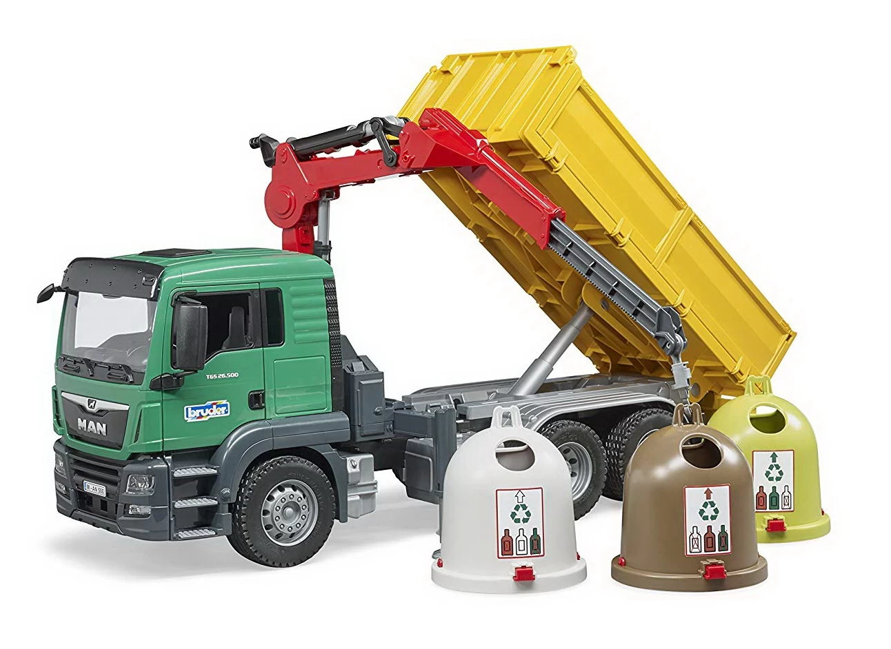 BRUDER 03753 - MAN TGS Kran LKW Mit Altglascontainer – Bild 3